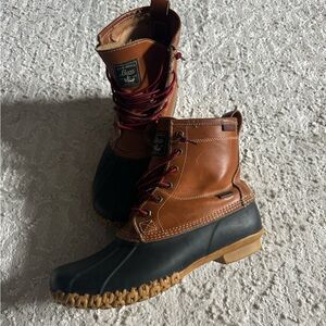 G.H. Bass Tan Leather and Black Rubber Duck Boot size 10